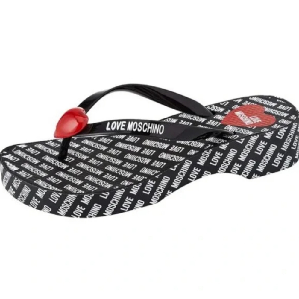 Love Moschino Logo Flip Flops